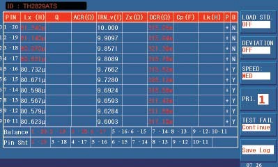 同惠TH2829AX變壓器綜合測試儀，兩組主、副參數同時顯示